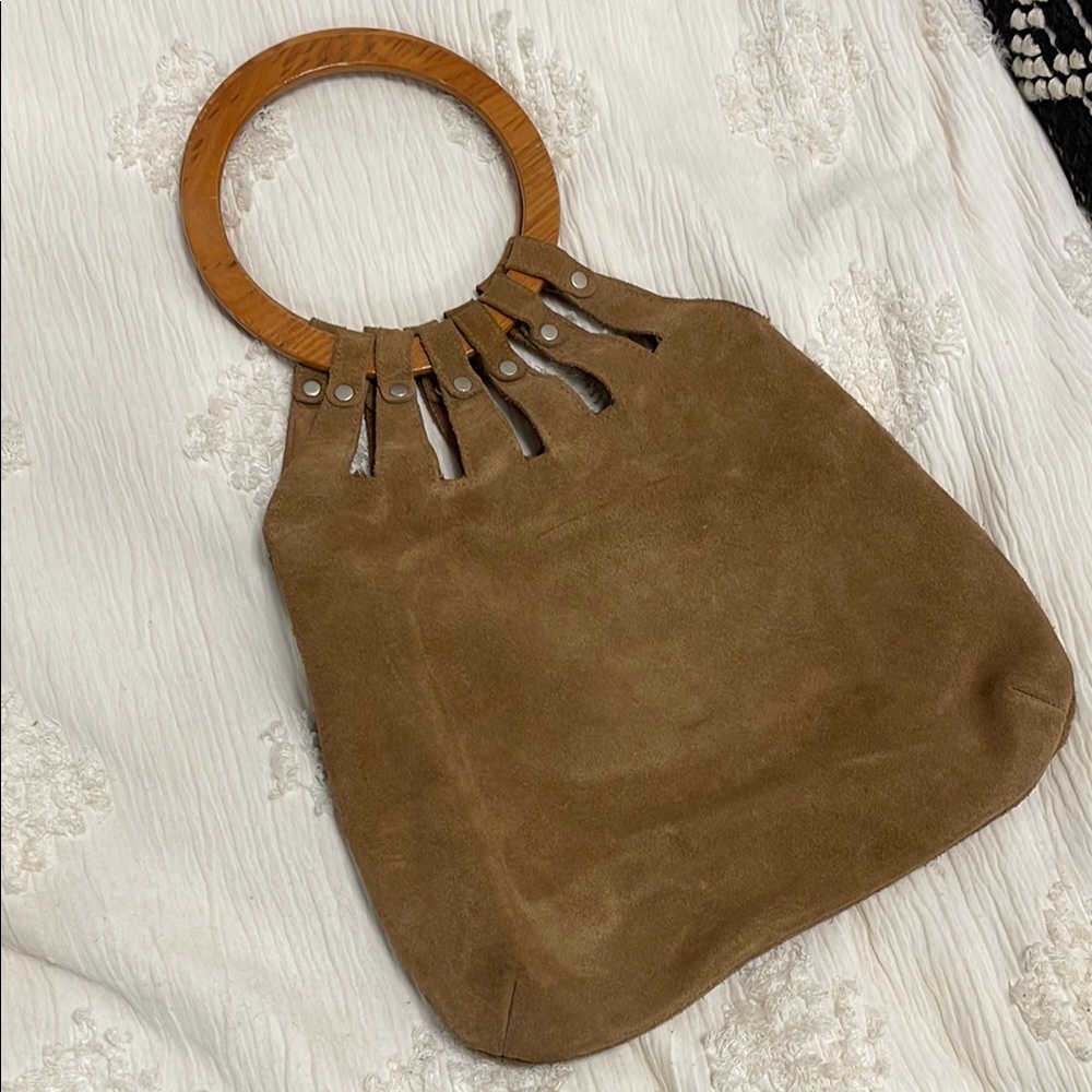 Vintage 90s Tan Suede Genuine Leather Women's Boho Western Bag